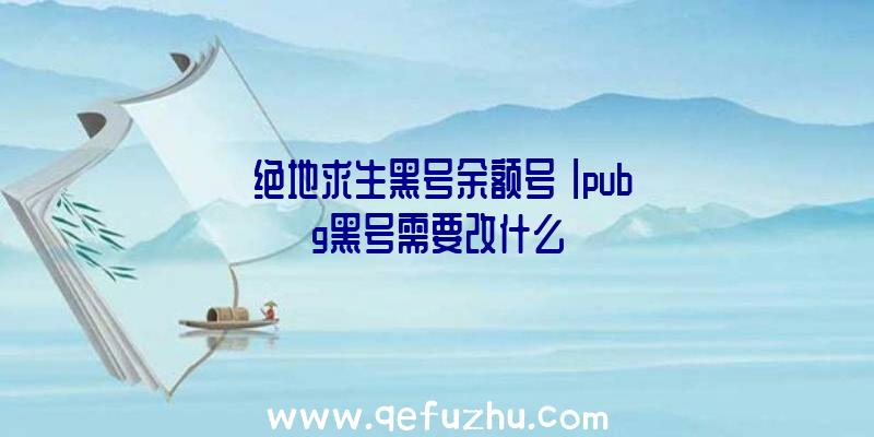 「绝地求生黑号余额号」|pubg黑号需要改什么